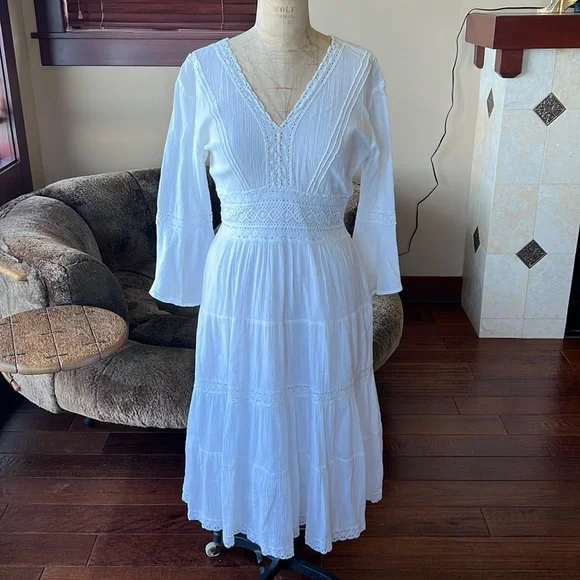 beach maxi dress white Deep Breaths Strapless Maxi Dress White – Gabi Swimwear main image 0